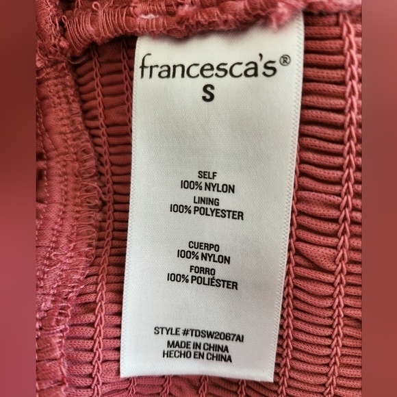 Francesca's Shelley Tulle Smock Peplum Blouse dusty rose size Small - Picture 5 of 5